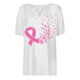 thumbnail image 4 of Women's Casual Solid Cancer Pink Ribbon Cure Cancer Awareness T-Shirt Cancer Survivor We Fight Together Warrior Short Sleeve Tee Top (White, M), 4 of 4
