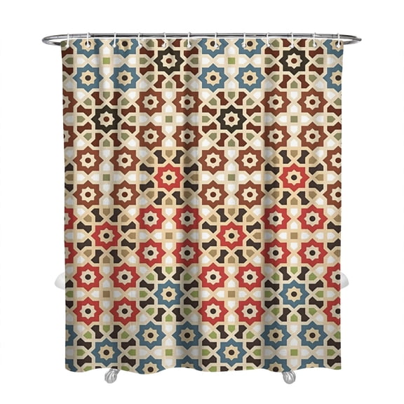 Extra Long Boho Shower Curtain 72x84 Inches - Vintage Floral & Tropical Leaves Pattern, Waterproof Bohemian Bathroom Decor with 12 Hooks, Tribal Rustic Style