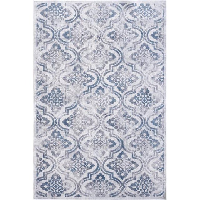 Dynamic Rugs MO461672115 3 ft. 6 in. x 5 ft. 6 in. Mosaic 1672 Rectangle Contemporary Area Rug - 115 Cream, Grey & Blue