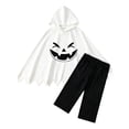 thumbnail image 3 of JAJAHO Toddler Boys Girls Halloween Outfits Ghost Poncho Hoodie And Capris 2 Piece Sets Kids Halloween Clothes 3M-9T, 3 of 5