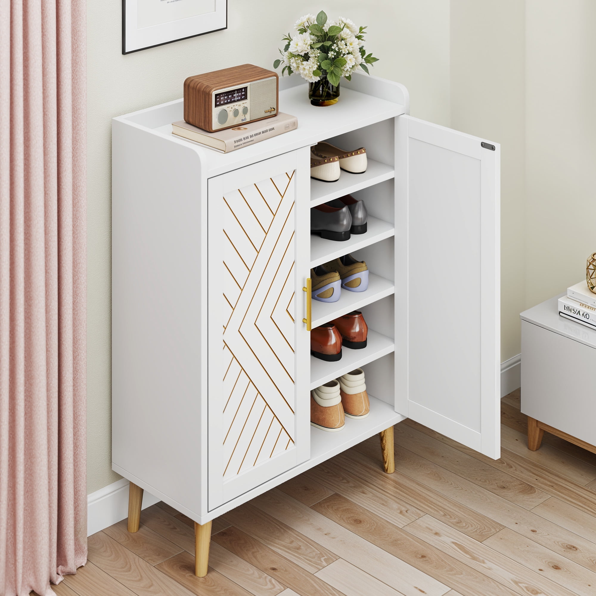 Uforic 5 Tiers Shoe Cabinet for Hallway, Modern Shoe Rack Organizer with Doors for Entryway/Closet