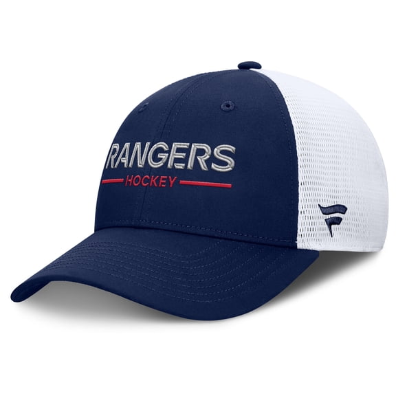 Men's Fanatics Navy/White New York Rangers Authentic Pro Rink Lockup Adjustable Trucker Hat