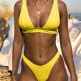 thumbnail image 2 of MIXUE Swim Suits for Women Solid Color Two Piece Bikini Sets for Women Swimwears Activewear,Yellow,XL, 2 of 5