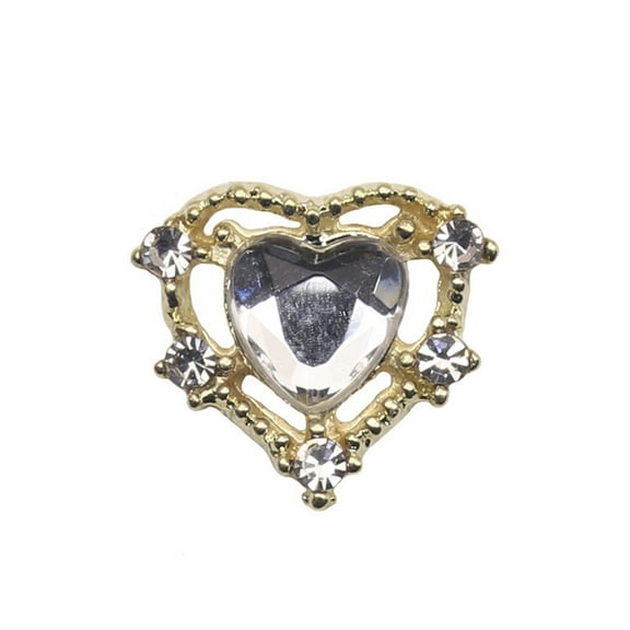 dianhelloya Nail Art Supplies 10Pcs Manicure Decor Sparkling Stunning Visual Effect Three-dimensional DIY Nail Heart Colorful Fake Diamond Nail Alloy Ornament Nail Supplies