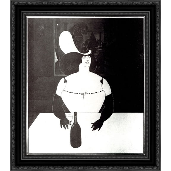 The Fat Woman 20x22 Black Ornate Wood Framed Canvas Art by Beardsley, Aubrey
