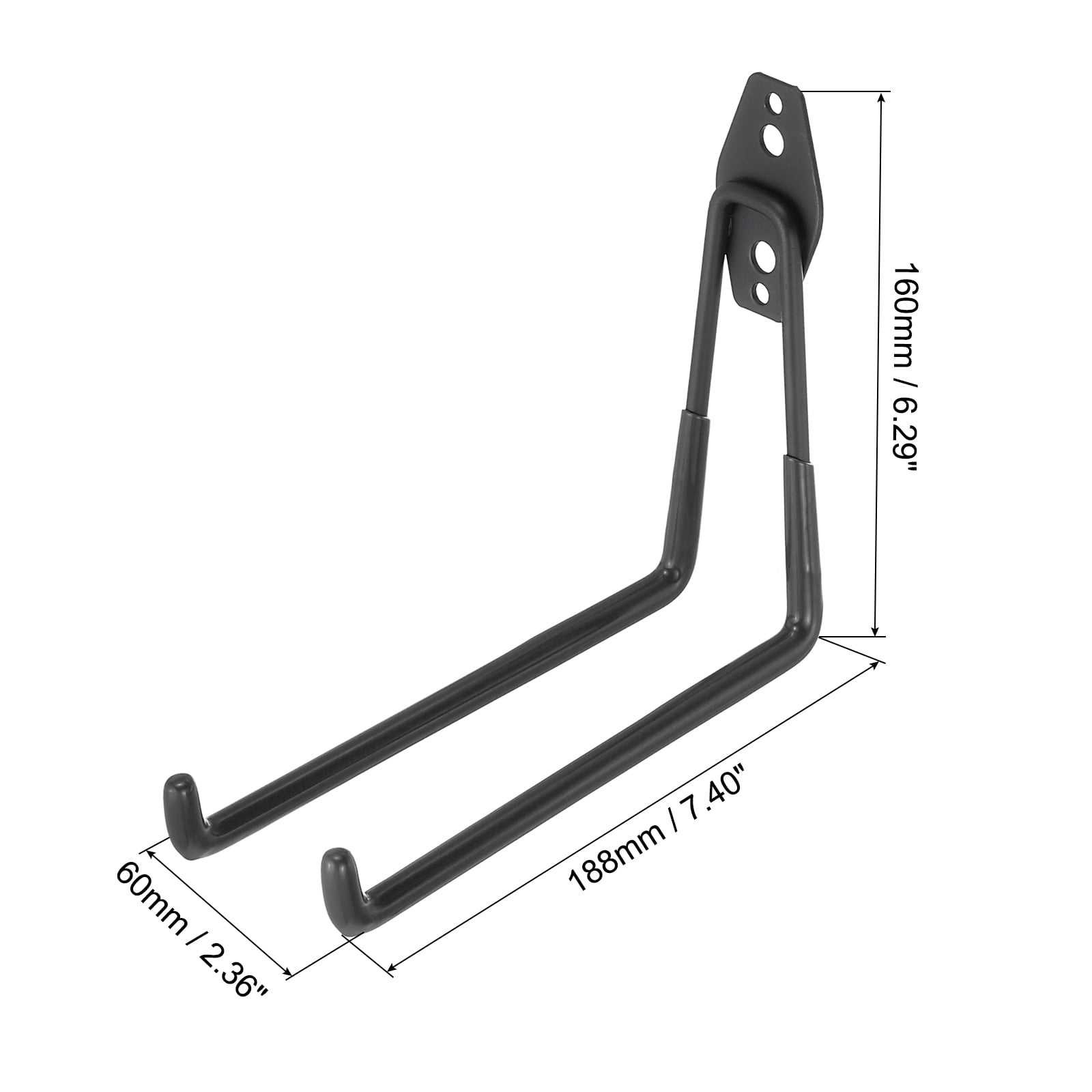 Unique Bargains Heavy Duty Garage Hooks Storage Wall Mount Hanger 2.36"x 7.40"x6.30" Black
