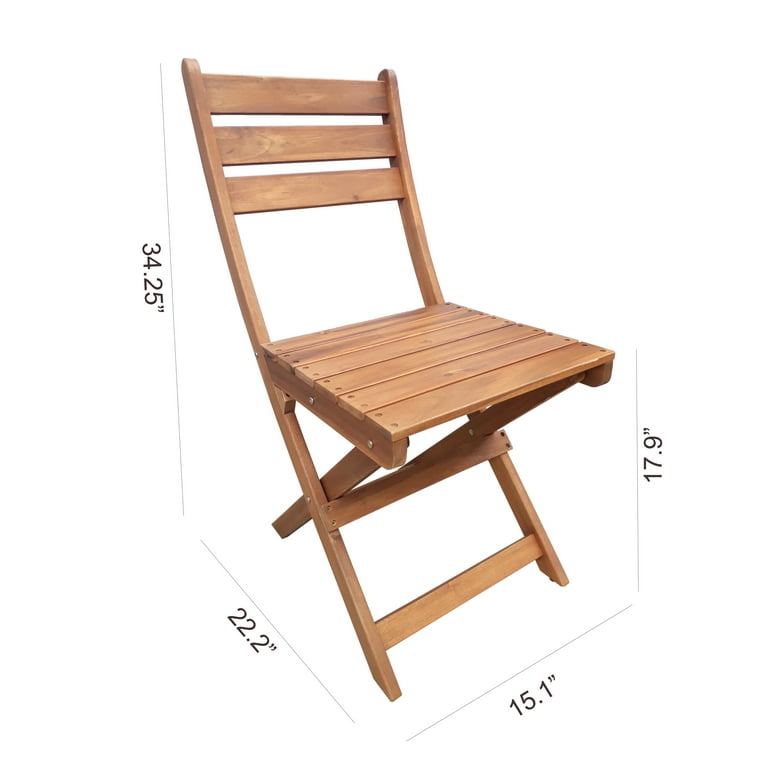 Mainstays Outdoor Patio 3 Piece Wood Bistro Set Natural Color