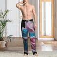 thumbnail image 2 of Kdxio Blue Lipped Pit Viper And Three Pink Roses Print Mens Pajama Pants Set Sleep & Lounge Pants, PJ Bottoms with Pockets and Button Fly-Small, 2 of 6