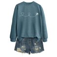 thumbnail image 1 of Chandails à Capuchon pour Femmes Chandail à Capuchon Femme Manches Longues Col Rond Chandail en Molleton Décontracté Imprimé Chandail-Over Haut Tenue Quotidienne T-Shirt Blouse Automne Hiver Vêtements Décontractés Veste, 1 of 2
