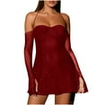 thumbnail image 2 of Mifsaly Long Sleeve Sequin Dress Women 2026 Off Shoulder Mini Cocktail Dresses Sparkly Bodycon Holiday Evening Party Gowns Going Out Club Fashion Clothes L, 2 of 5