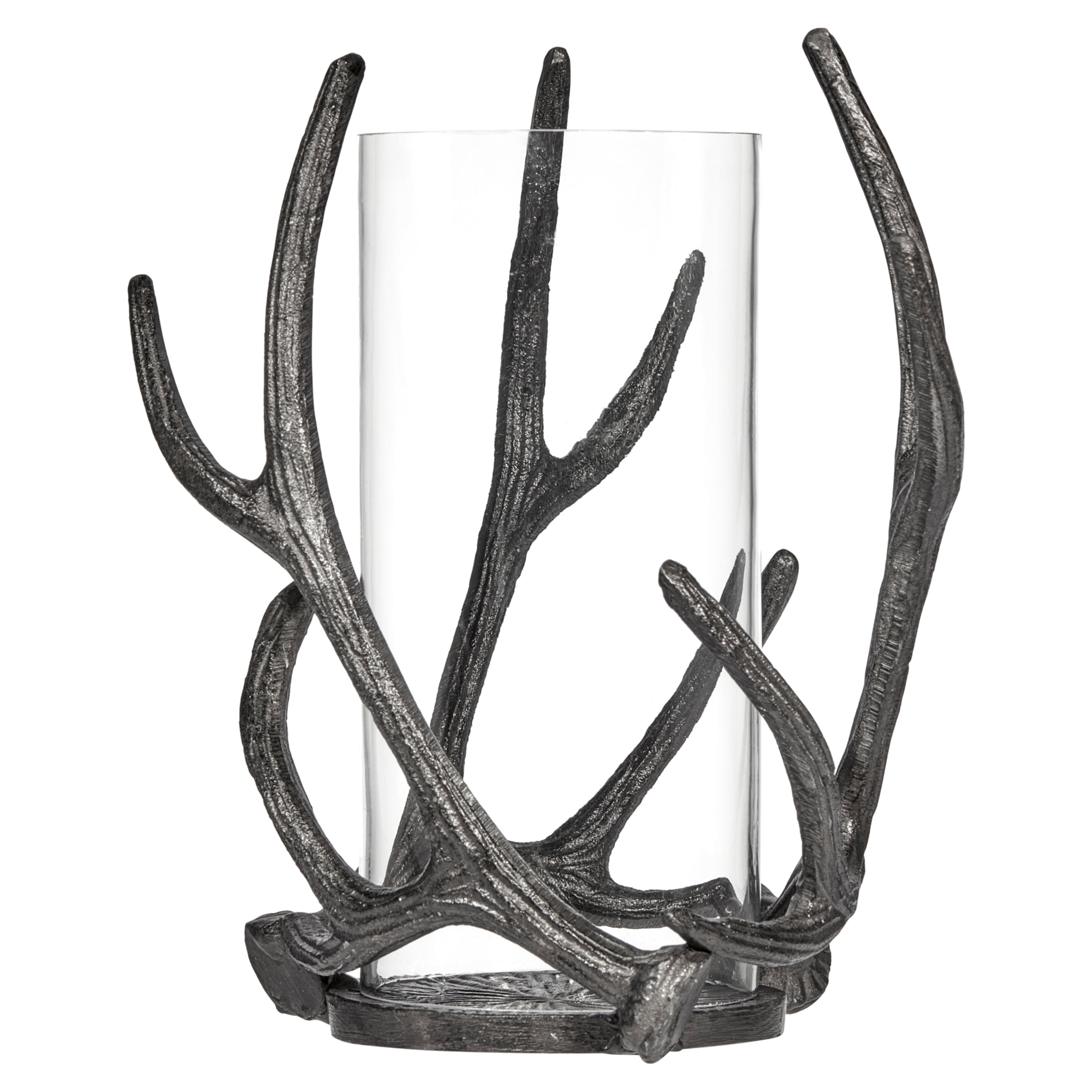 Mainstays Decorative Metal Rustic Antler Hurricane Pillar Candleholder, Black