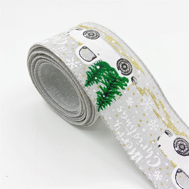 3 rollos de cinta navideña con alambre, cinta de arpillera para árboles de Navidad para adornos de árboles de Navidad, envoltura de regalos, decoración de lazos de corona