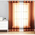thumbnail image 2 of 2 panel faux silk solid curtain drapes with grommets 108" total width by 84" long plain solid color for any bedroom or patio door semi-sheer panels ruby brick orange non blackout, 2 of 2