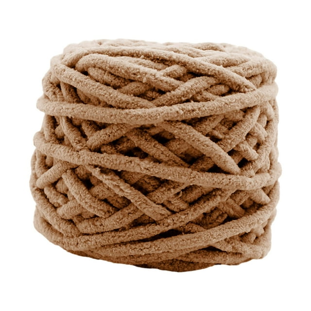Chunky Wool Yarn DIY Hand Crocheted Jumbo Tubular Yarn for Shoes Pillow Hats Light Coffee