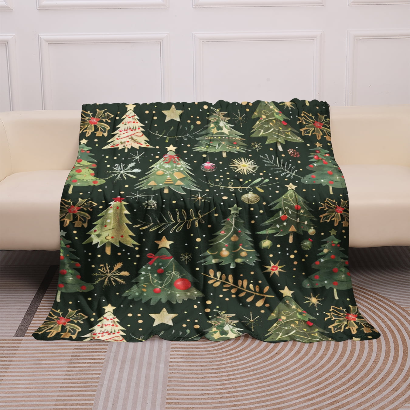 YELEE Thorw Blanket Unique Gifts for Christmas Green Xmas Tree Soft Cozy Blanket Meaningful Present for Christmas Family Party 50"x60"