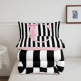 thumbnail image 5 of Manfei Initial C Pattern Full Size Comforter Sets,Minimalist Geometric Striped Bedding Comforter Set,Pink Reversible,3 Pieces,1 Comforter and 2 Pillowcases, 5 of 7