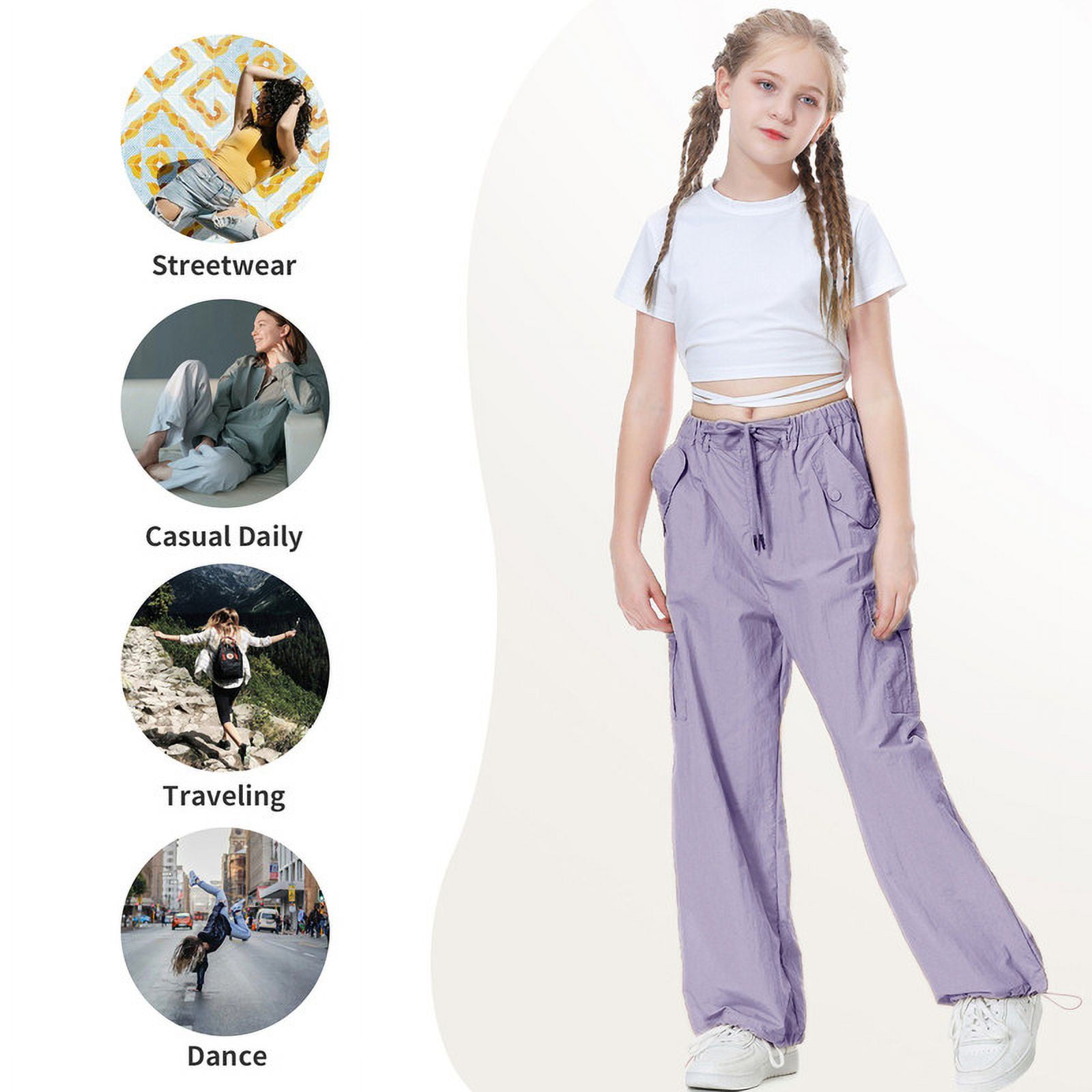 Rolanko Girls Cargo Skirt Parachute Shorts Skirt With Pockets Summer Kids Skirt Casual Beach Hiking 5 13y