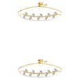 thumbnail image 4 of Qarigey con cordón para mujer, pulseras de circón de sauce, brazalete tipo cremallera, cadena de mano ajustable, accesorio de moda para boda Oro 2Conjunto, 4 of 6