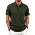 thumbnail image 2 of KLHDSF Men's Polo Shirts Short Sleeve Casual All Season Collar Shirts Soft Breathable Polo Tee Shirts Classic Golf Tops Army Green L, 2 of 9