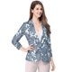 thumbnail image 3 of Allegra K Chaqueta Floral Frente Abierto Solapa Con Muescas Para Mujeres - Azul/L Unique Bargains Chaqueta, 3 of 6