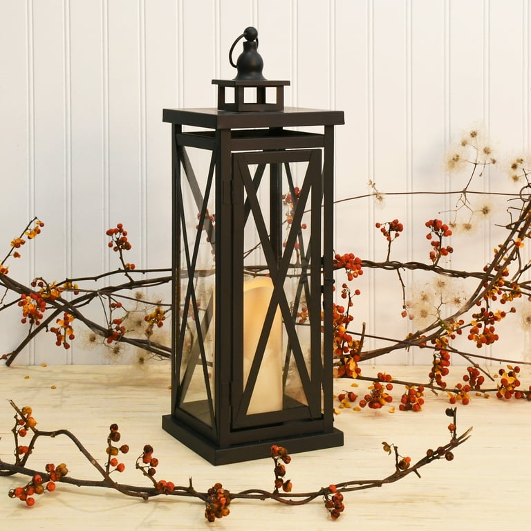 Metal Lantern with Battery Operated Candle - Chrome - Walmart.com