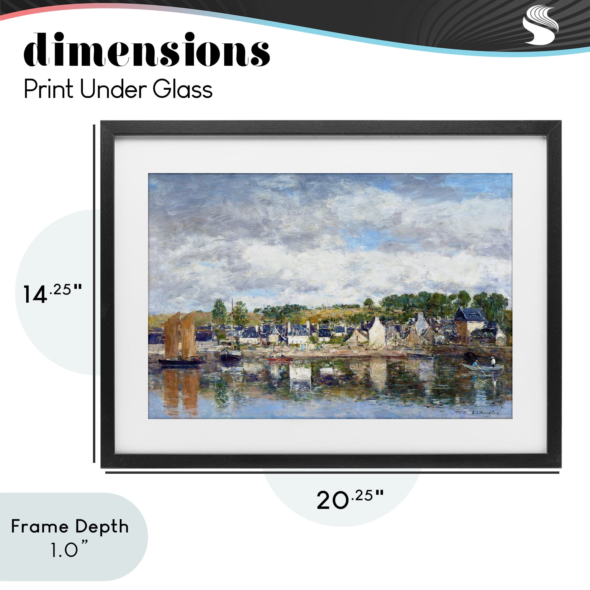 Stupell Industries Village By A River Black Framed Print Under Glass, design by Eugene Boudin