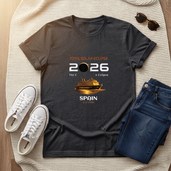 Total Solar Eclipse 2026 Spain Sea Cruise Ship Family Match T-Shirt N1248,S- 5XL