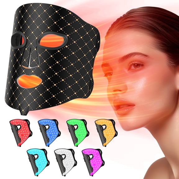 Red Light Therapy Mask for Face, Rechargeable LED Photon Face Mask for Face, Skin Tightening & Radiant Glow, Professional Home Skincare Device Black