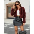 thumbnail image 5 of ieFashion  Womens Faux Fur Cropped Coats Fuzzy Long Sleeve Winter Jacket Open Front Cardigan Top Fluffy Warm Outwear with Pocket,Red,S, 5 of 7