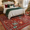 thumbnail image 4 of Lahome Christmas Vintage Area Rugs for Living Room,5x7 Area Rugs Soft Washable Rug,Non-Slip Bedroom Rug Stain Resistant Boho Low-Pile Throw Carpet for ‎Dining Room Office Holiday Decor (5x7ft,Gray), 4 of 12