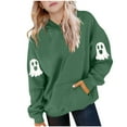thumbnail image 2 of bbymog Halloween Hoodies for Teen Girls Spooky Long Sleeve Pullover Hoodie Sweatshirt Boys and Girls Sweatshirts Army Green 120, 2 of 4