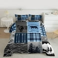 thumbnail image 2 of Homewish Western Cowboy Print Full Size Comforter Sets for Men, Grey Blue Buffalo Patchwork Bedding Comforter Set, Rustic Farmhouse Reversible Bedding Sets, Microfiber Bedroom Decor, 3pcs, 2 of 8
