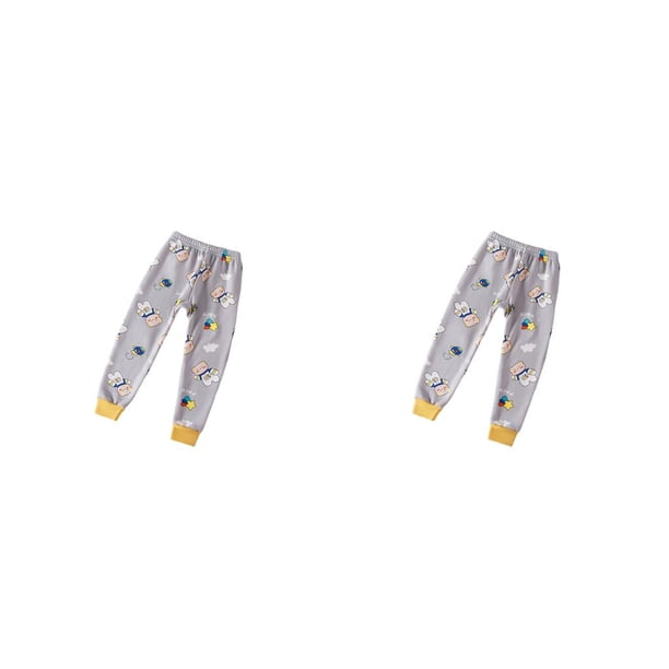 Minnieouse Pantalones cálidos elásticos engrosados a prueba de viento calzoncillos largos transpirables para niños pantalones de casa Gris 100cm 2piezas