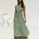 thumbnail image 5 of Vestido hasta el tobillo liso sin mangas elástico con cuello redondo bohemio a la moda para mujer Fridja hj2995, 5 of 9