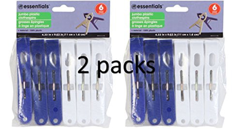 Jumbo Plastic Clothespins 6 Count 2 Packs Laundry Essentials 12 Clothes Pins 