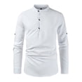 thumbnail image 2 of Hinvhai Men's Casual Shirt Long Sleeve Mandarin Collar Button-Down Shirt Slim Fit White 8(XL), 2 of 4