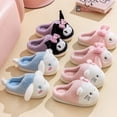 thumbnail image 2 of Pantuflas de felpa de dibujos animados de Sanrio, Kuromi My Melody, pantuflas de suelo cálidas para el invierno, pantuflas de interior planas antideslizantes para niña, zapatos para el hogar, regalo d, 2 of 5