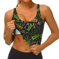 thumbnail image 4 of Fotbe Carnival Mardi Gras3 Pattern Womens' Sports Bra Longline Wirefree Padded with Medium Support Sports Moisture-Wicking Workou Vest,Tank Top-XX-Large, 4 of 9