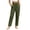 Army Green women straight leg pants with pockets a1, variant on Cagogo Women's Straight Leg Elastic Waist Pants with Pockets Casual Loose Ankle Trousers Solid Summer Beach Vacation Work Lounge, Black S