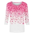thumbnail image 5 of St. Patrick's Day T-Shirt for Women Four Leaf Clover Tree Graphic Crewneck Three Quarter Sleeve Loose Fit Festive Holiday Tee, 5 of 5