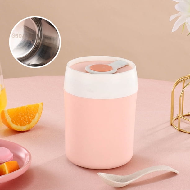 Taza térmica para sopa con cuchara | Taza térmica de acero inoxidable de 500 ml | Taza de desayuno de viaje apta para microondas para estudiantes y niños | Diseño con asa portátil