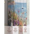 thumbnail image 6 of Colorful Flower Sheer Curtains 54 Inch Long 2 Panels, Purple Floral Spring Vine Oil Painting Style Botanical Light Filtering Rod Pocket Curtains, Sheer Voile Drapes for Living Room Bedroom, 52"x54", 6 of 8