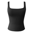 thumbnail image 4 of Bmisegm Women Square Neck Sleeveless Double Layer Tight Tank Top for Women Womens Tank Tops Black L, 4 of 4