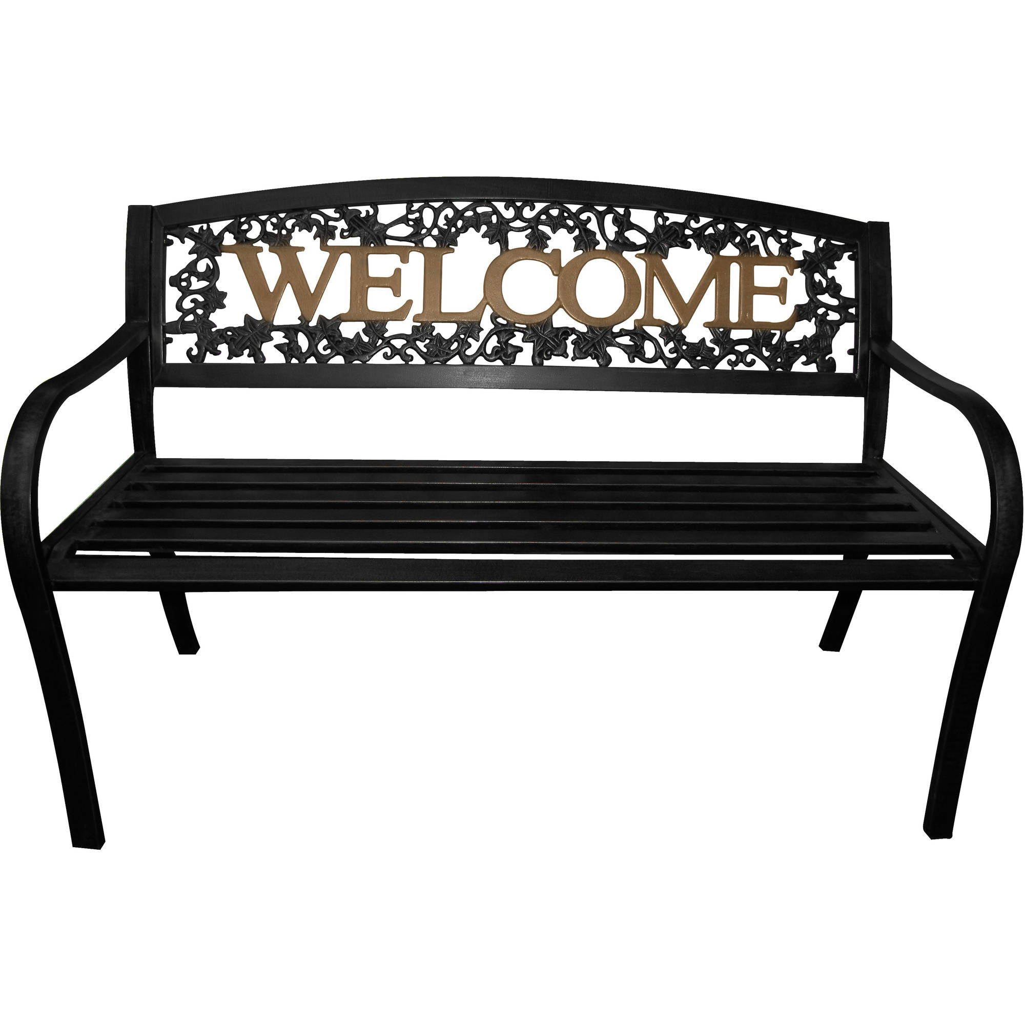 Leigh Country TX 94108 Adult Outdoor Metal Welcome Patio Bench - Black and Gold - image 4 of 5