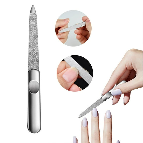 Banzch Metal Nail File,Metal Nail Files For Women,Metal Nail File 4-Inch Stainless Steel Thin Durable Nail Filer With Curved Sharp Pointed Tip Double Sided Manicure Pedicure Toenails Tools,