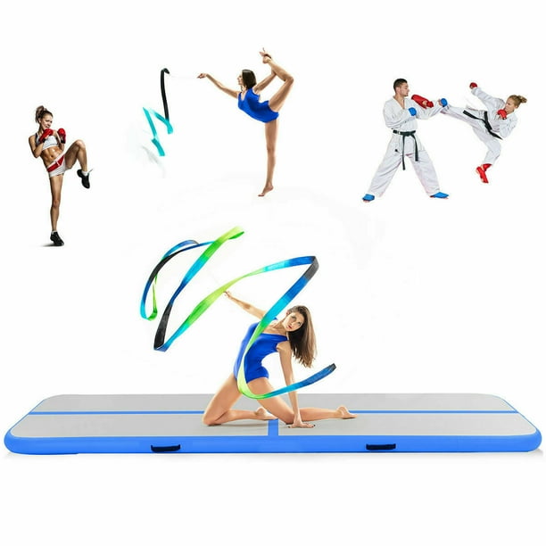 Goplus inflatable gymnastics mat yoga mat air track floor mats pump blue hot sale