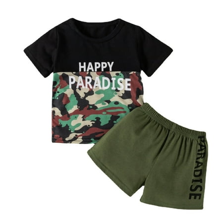 

LBECLEY Swear Suit Shorts Years Beach Kids Toddler Summer Clothes + Shirts Camouflage Set Outfits Hawaii Baby 04 T Short Tops Boys Sleeve Boys Outfits&Set Toddler N Green 80