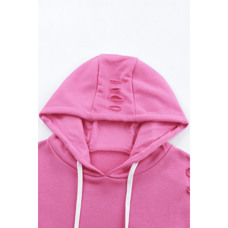 Pink drawstring hoodie discount