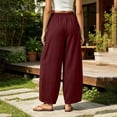 thumbnail image 6 of Womens Wide Leg Pants Dressy New Summer Pants for Women Lightweight Faux Linen Casual Pants Loose Fits Comfy Vacation Trousers with Pockets, 6 of 8