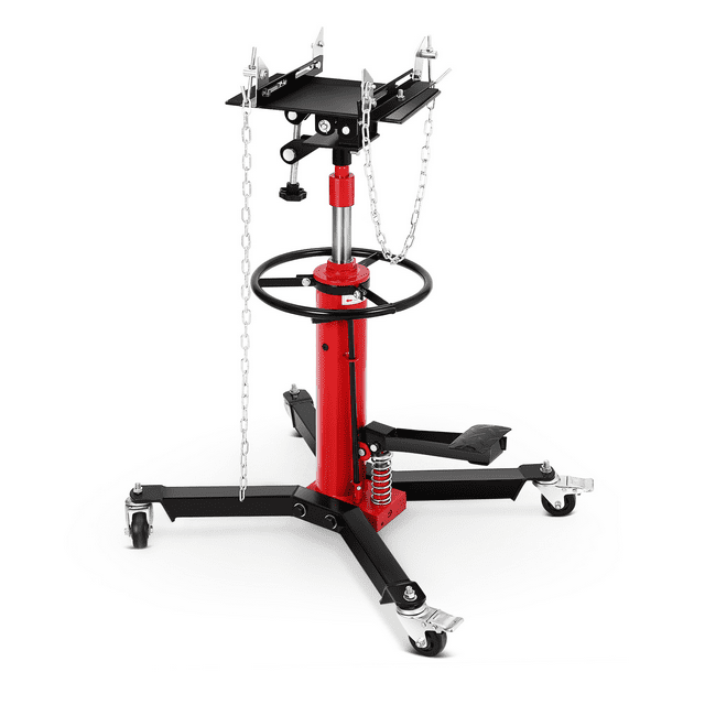 Cric de Transmission 1100 LBS, Cric de Transmission Hydraulique Télescopique Capacité 1/2 T, Support de Cric de Sol à 2 Étages avec Pédale, Roue Pivotante à 360° pour Réparation et Entretien Automobile
